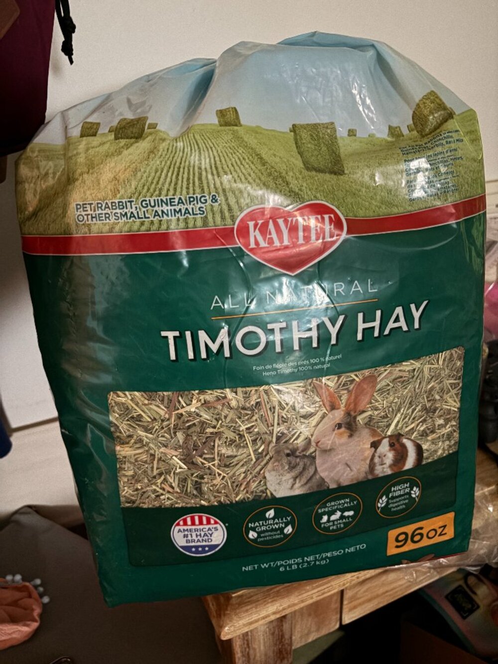 Kaytee 96 Ounce giant bag of timothy hay for small animals all natural